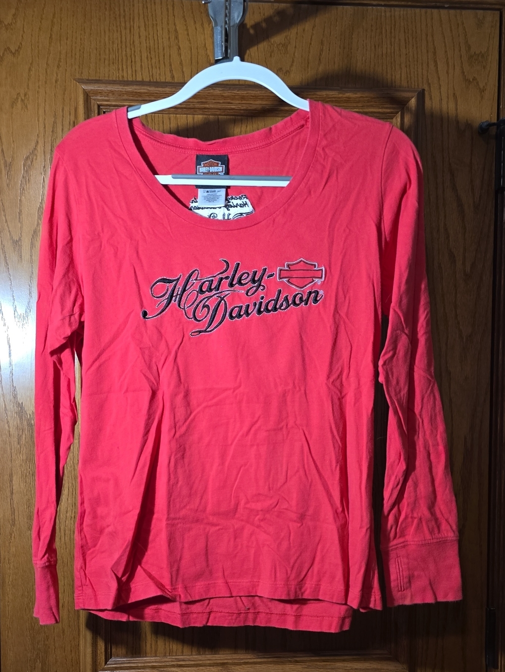 Harley-Davidson Women's Long Sleeve Logo Tee - Coral Red